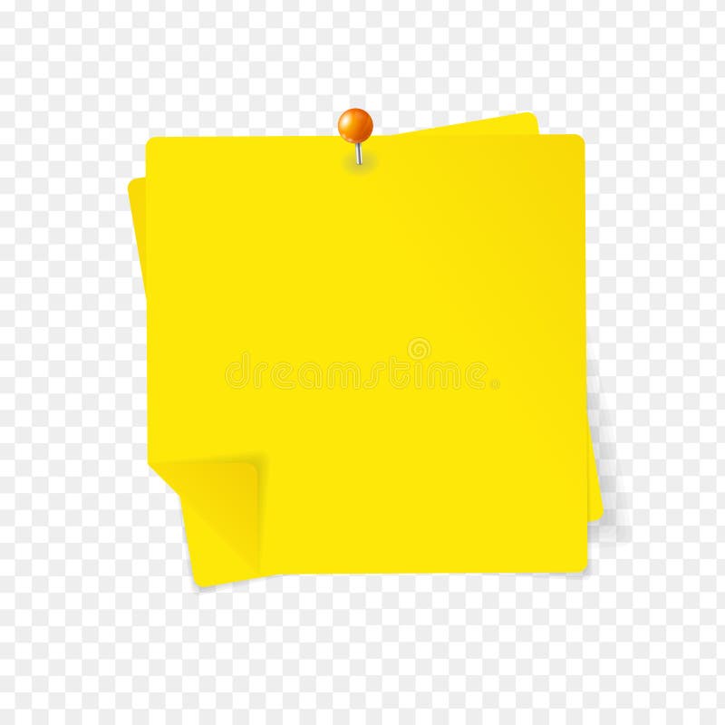 Realistische detaillierte 3d gelbe klebrige Note und Pin. Vektor lizenzfreie abbildung