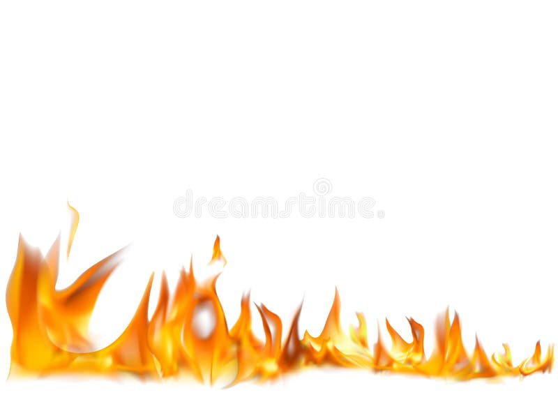 Realistische Feuer-Flammen auf weißem Hintergrund stock abbildung