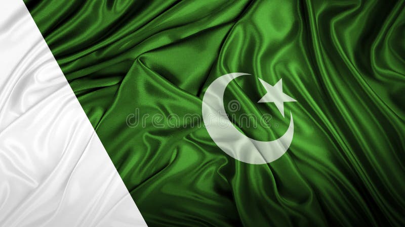 Realistische Flagge Pakistans auf der Oberfläche des Gewebes