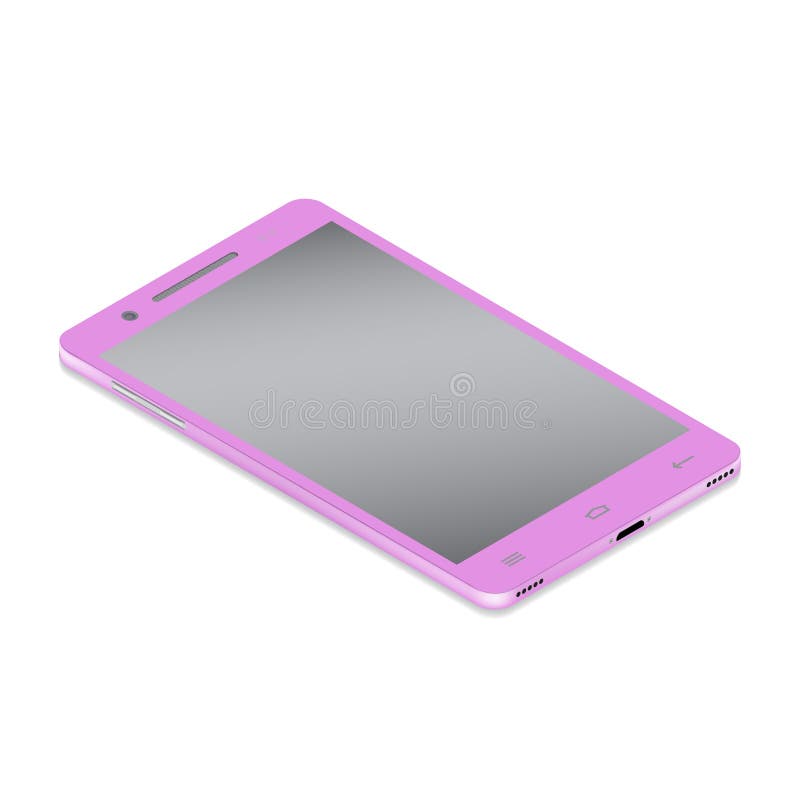 Realistische glamour roze smartphone cellulair in isometry op een witte achtergrond royalty-vrije illustratie Realistische glamour roze smartphone cellulair in isometry op een witte achtergrond royalty-vrije illustratie