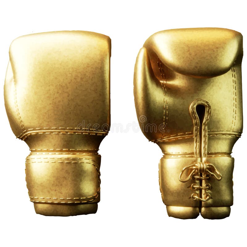 Realistische gouden bokshandschoen. vectorillustratie