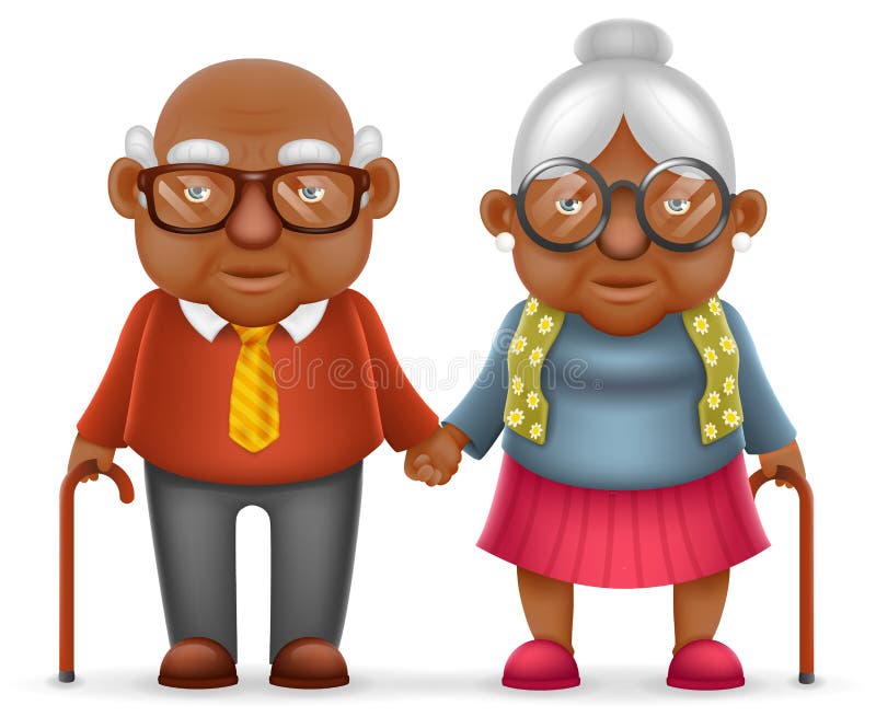 Realistische Karikatur-Familie afroe-amerikanisch nette der Lächeln-glückliche ältere Paar-alter Mann-Liebes-Frauen-großväterlich vektor abbildung Realistische Karikatur-Familie afroe-amerikanisch nette der Lächeln-glückliche ältere Paar-alter Mann-Liebes-Frauen-großväterlich vektor abbildung