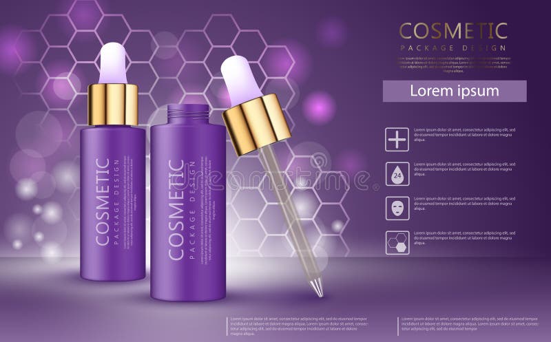 Realistische kosmetische Schablone des Designs 3d Aromaöl-Anzeigenschablone, Wesentlichflasche