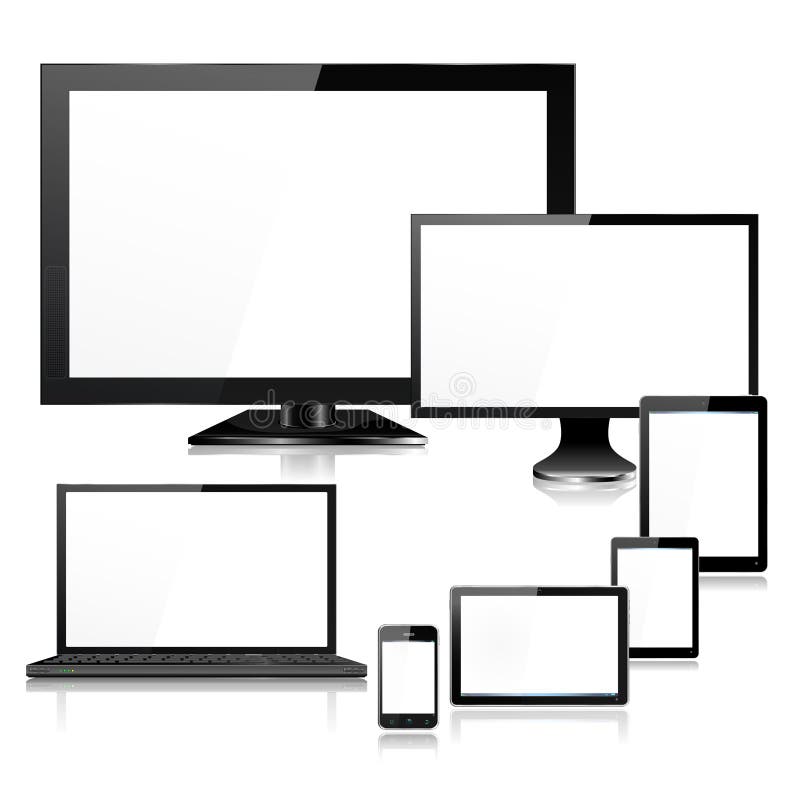 Realistische Mobiele Laptop en de Schermen van TV van Computerapparaten