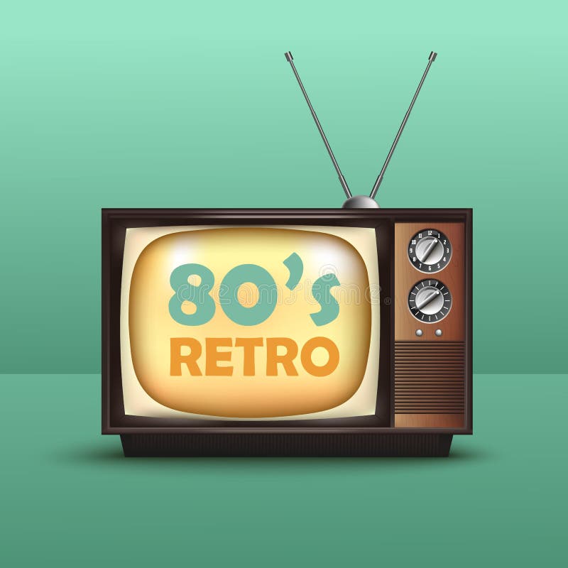 Realistische Retro Uitstekende TV Met tekst Vector vector illustratie Realistische Retro Uitstekende TV Met tekst Vector vector illustratie