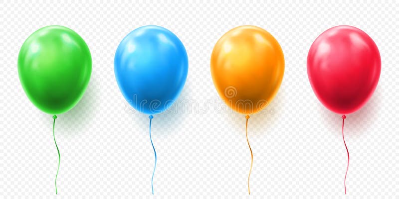 Realistische rote, orange, grüne und blaue Ballonvektorillustration auf transparentem Hintergrund Ballone für Geburtstag lizenzfreie abbildung
