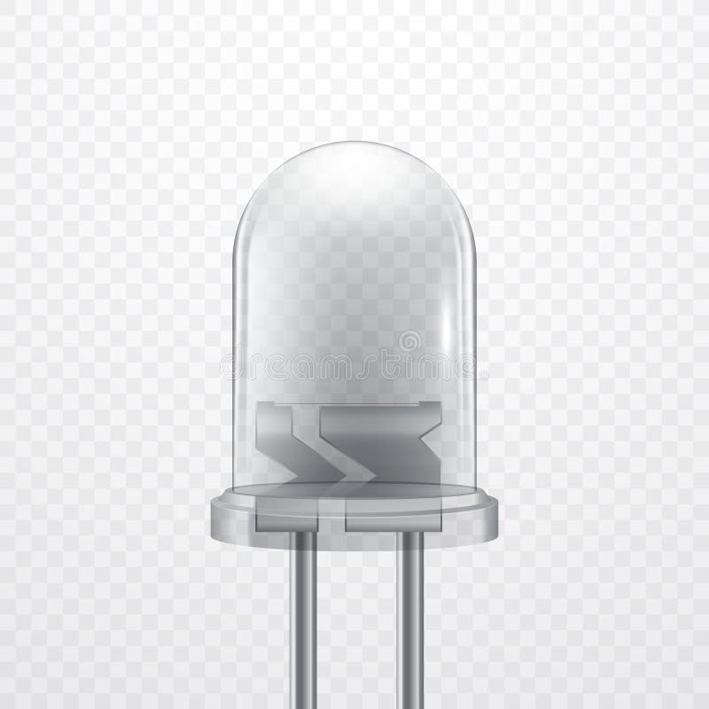 Realistische transparante lichtgevende diode, LEIDENE vectorillustratie vector illustratie Realistische transparante lichtgevende diode, LEIDENE vectorillustratie vector illustratie