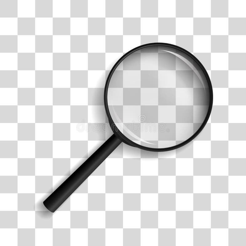 Realistische vectorillustratie van een vergrootglas in een hoek stock illustratie
