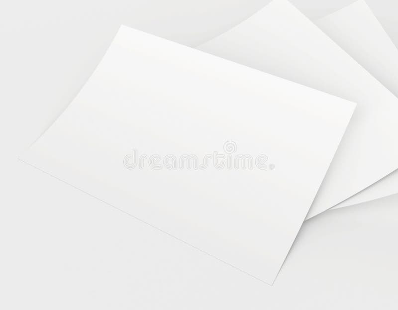 Realistische Wiedergabe 3D des leeren weißen Blattpapiers stock abbildung Realistische Wiedergabe 3D des leeren weißen Blattpapiers stock abbildung