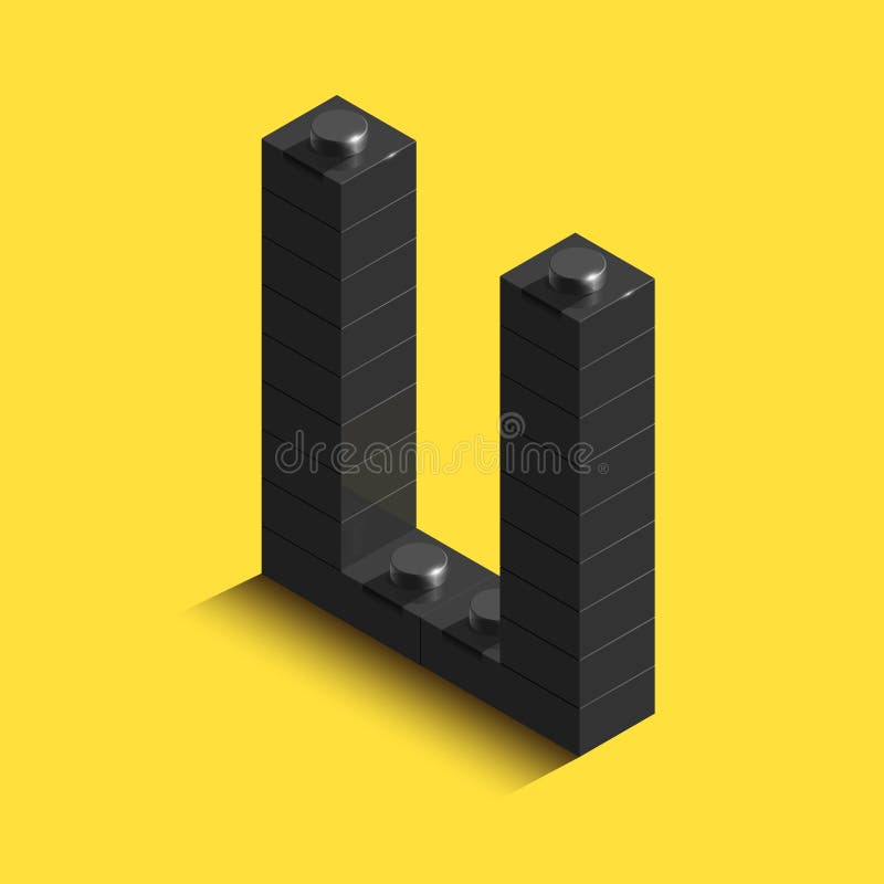 Realistische zwarte 3d isometrische brief van het alfabet van aannemersbakstenen Zwarte 3d isometrische plastic brief van de bouw stock illustratie Realistische zwarte 3d isometrische brief van het alfabet van aannemersbakstenen Zwarte 3d isometrische plastic brief van de bouw stock illustratie