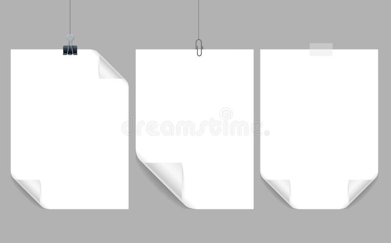 Realistischer ausführlicher Papier-Rahmen des Blatt-3d mit gebogenem Ecken-Satz Vektor lizenzfreie abbildung Realistischer ausführlicher Papier-Rahmen des Blatt-3d mit gebogenem Ecken-Satz Vektor lizenzfreie abbildung