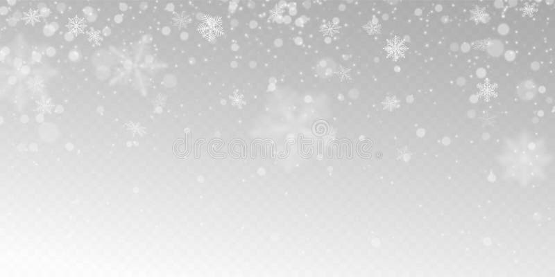 Realistischer fallender Schnee mit weißen Schneeflocken, Lichteffekt lizenzfreie abbildung Realistischer fallender Schnee mit weißen Schneeflocken, Lichteffekt lizenzfreie abbildung