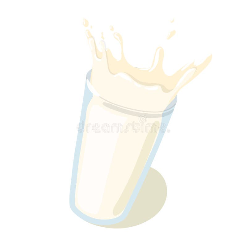 Realistischer Milch-Tropfen mit spritzt in einer Glasvektorikone gesundheit lizenzfreie abbildung