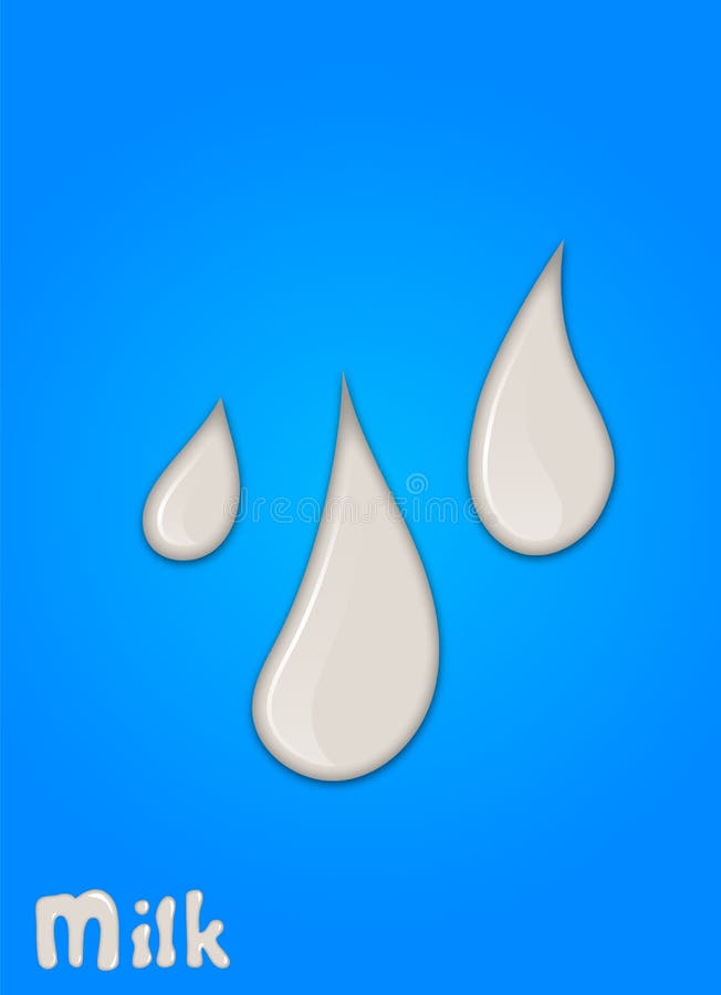Realistischer Milchtropfen, spritzt, die Flüssigkeit, die auf blauem Hintergrund lokalisiert wird Auch im corel abgehobenen Betra vektor abbildung