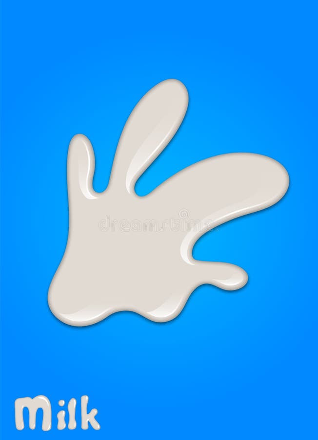 Realistischer Milchtropfen, spritzt, die Flüssigkeit, die auf blauem Hintergrund lokalisiert wird Auch im corel abgehobenen Betra lizenzfreie abbildung