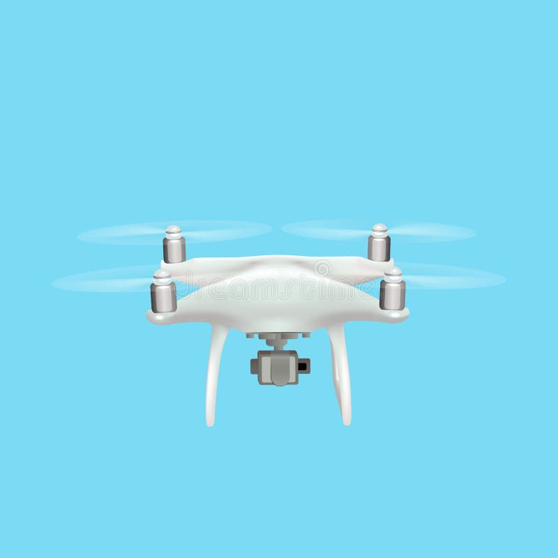 Realistisches Brummen quadrocopter mit Kamerafliegen im Himmel lizenzfreie abbildung Realistisches Brummen quadrocopter mit Kamerafliegen im Himmel lizenzfreie abbildung