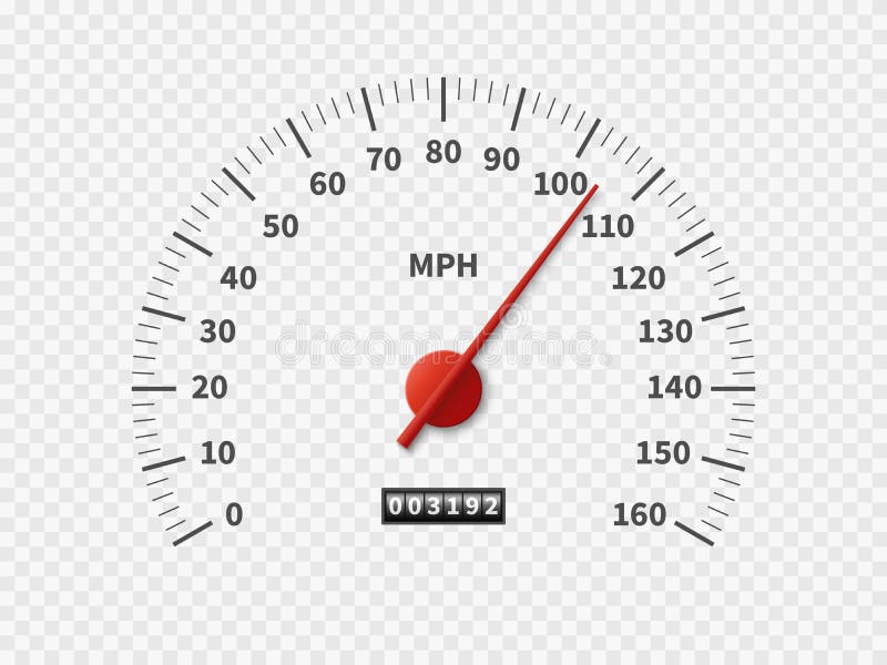 Realistisk hastighetsmätare Begrepp för meter för motor för mäta skala för mil för motor för meter r/min. för visartavla för räkn