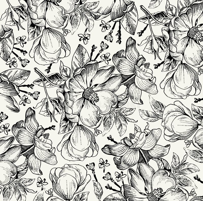 Realistisk isolerad blommamodell Tappningbarockbakgrund Rosa dogrose, nypon, törnbuske wallpaper Teckningsgravyr stock illustrationer