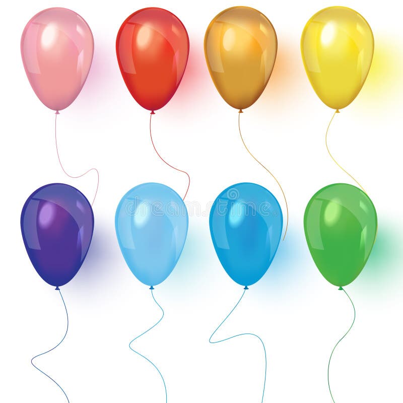 Realistisk luft 3d-ballonger isolerade på vit bakgrund stock illustrationer