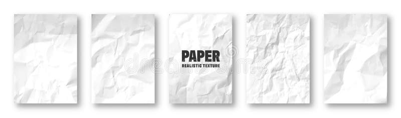 Realistisk textur för vitt smulat papper. isolerad grov, gammal blank. rivna kanter. vektorillustration.