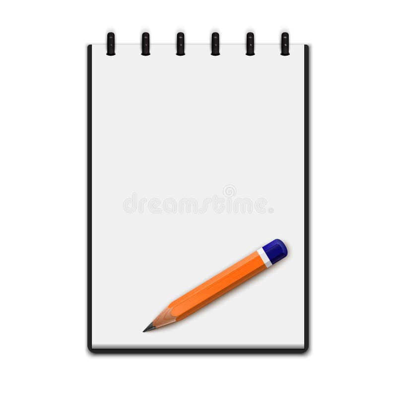 Realistisk tom notepad med blyertspennan stock illustrationer Realistisk tom notepad med blyertspennan stock illustrationer
