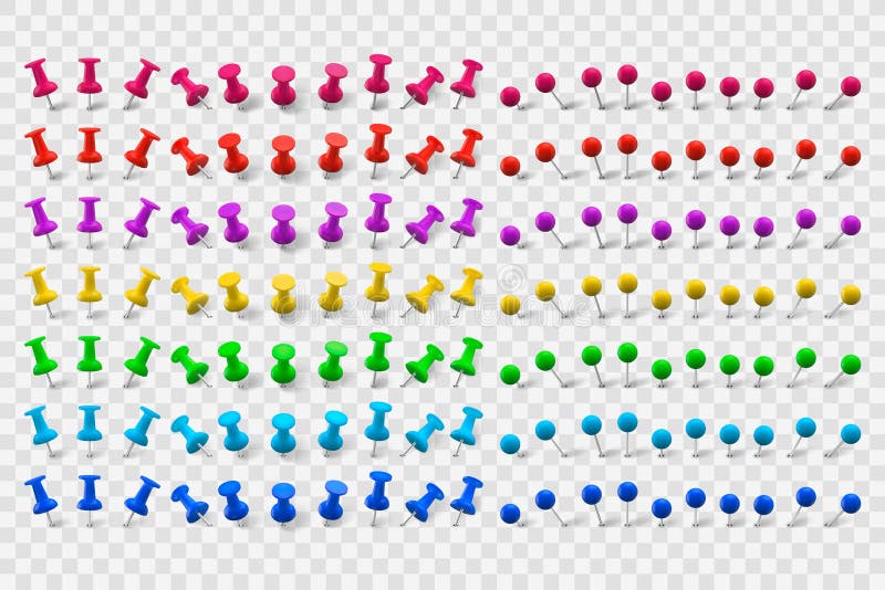 Realistisk uppsättning med pins-uppsättningar vektor illustrationer