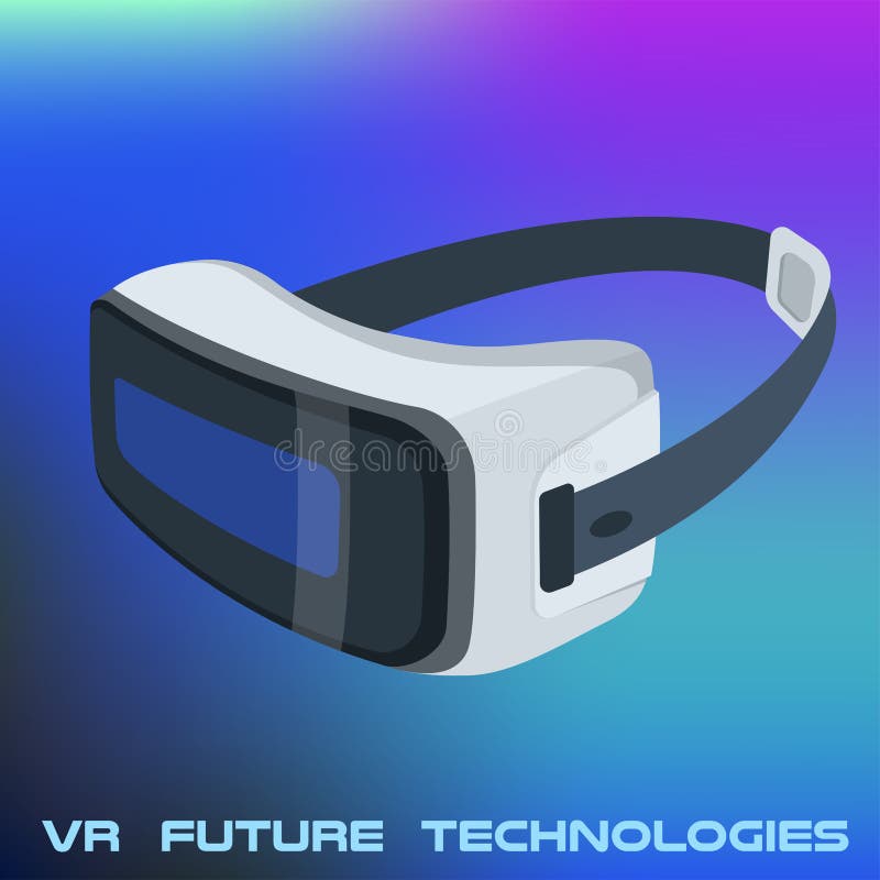 Realistisk VR-exponeringsglasaffisch på vibrerande lutning royaltyfri illustrationer Realistisk VR-exponeringsglasaffisch på vibrerande lutning royaltyfri illustrationer