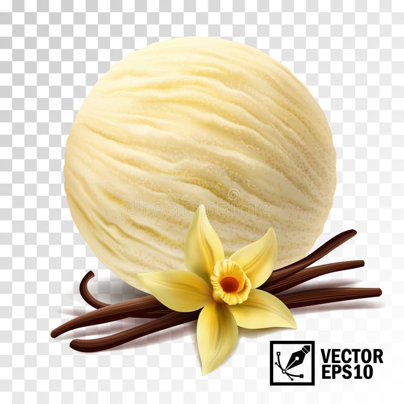 Realistiska för vaniljglass för vektor 3d blomma och pinnar för vanilj för skopor royaltyfri illustrationer