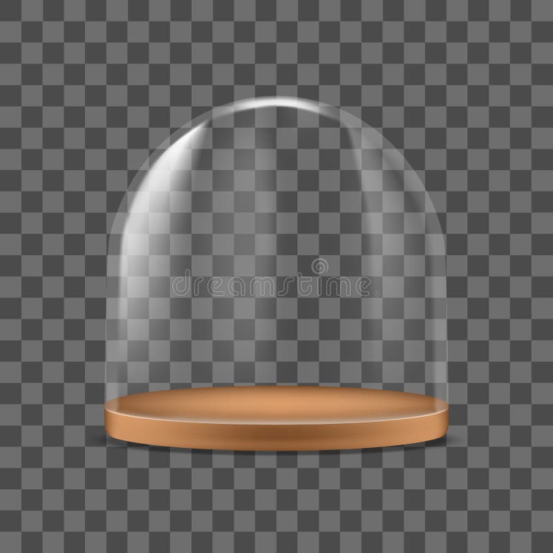Realistiskt detaljerat för kupolbehållare för exponeringsglas 3d skydd för mat vektor royaltyfri illustrationer Realistiskt detaljerat för kupolbehållare för exponeringsglas 3d skydd för mat vektor royaltyfri illustrationer