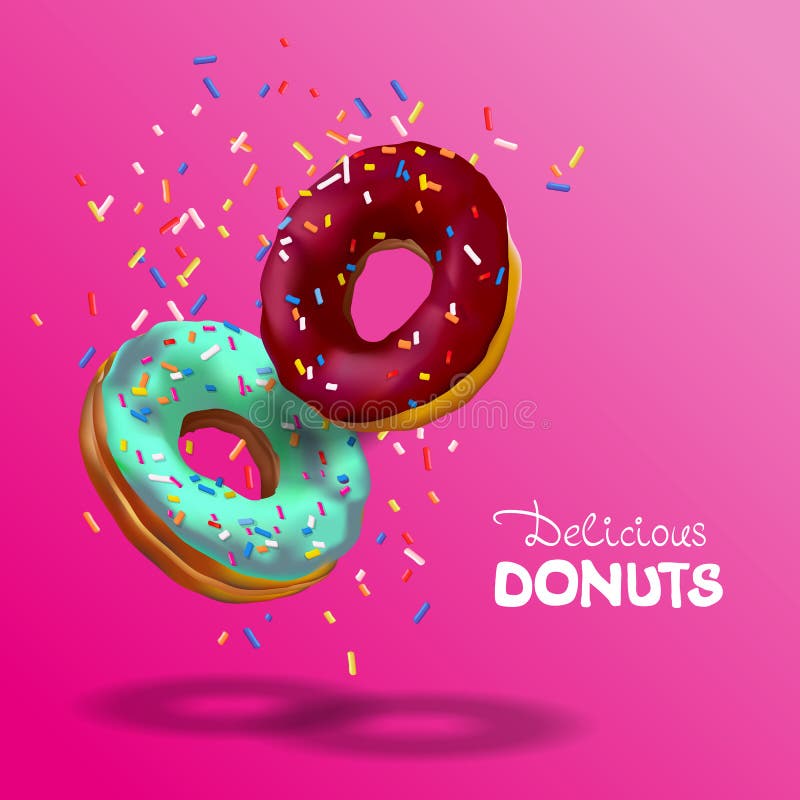 Realistiskt vektorbaner f?r kaf? och konfekt Smaklig choklad tv? och azura donuts, st?nk som faller fr?n ?verkant i 3d royaltyfri illustrationer Realistiskt vektorbaner f?r kaf? och konfekt Smaklig choklad tv? och azura donuts, st?nk som faller fr?n ?verkant i 3d royaltyfri illustrationer