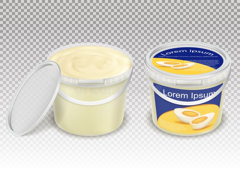 realistyczna ilustracja plastikowi przejrzyści wiadra z artykułami żywnościowy ilustracji realistyczna ilustracja plastikowi przejrzyści wiadra z artykułami żywnościowy ilustracji