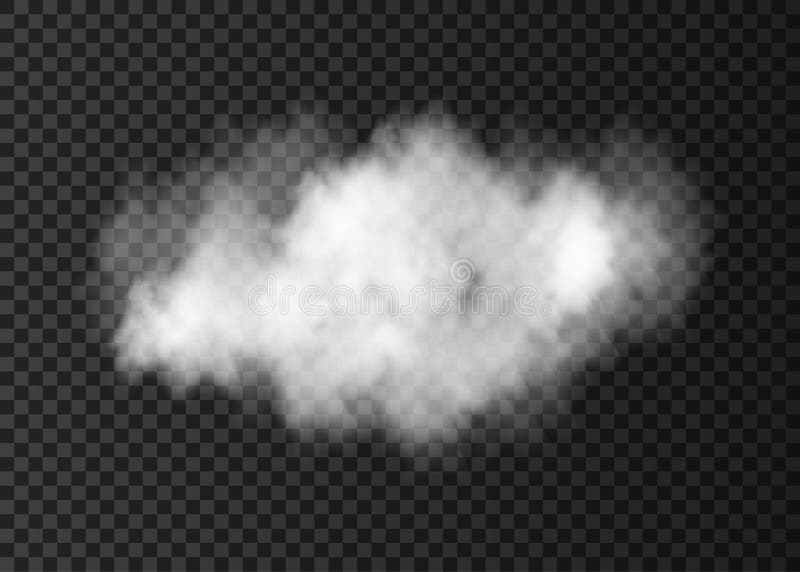 Realistyczna wektorowa biała dymna chmura odizolowywająca na przejrzystych półdupkach