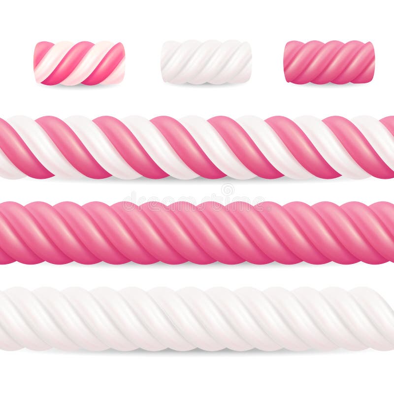 Realistyczny Marshmallow cukierku wektor Ustaleni Kolorowi Kręceni Marshmallows ilustracji Realistyczny Marshmallow cukierku wektor Ustaleni Kolorowi Kręceni Marshmallows ilustracji