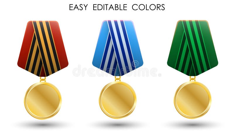 Realistyczny medal wojskowego odznaczenia dla odwagi i odwagi w walce. wektor wyizolowany na biało ilustracji