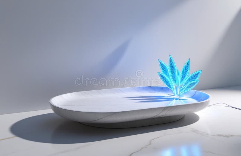 Realistyczny podajnik marmurowy 3d z neonowymi kolorami royalty ilustracja