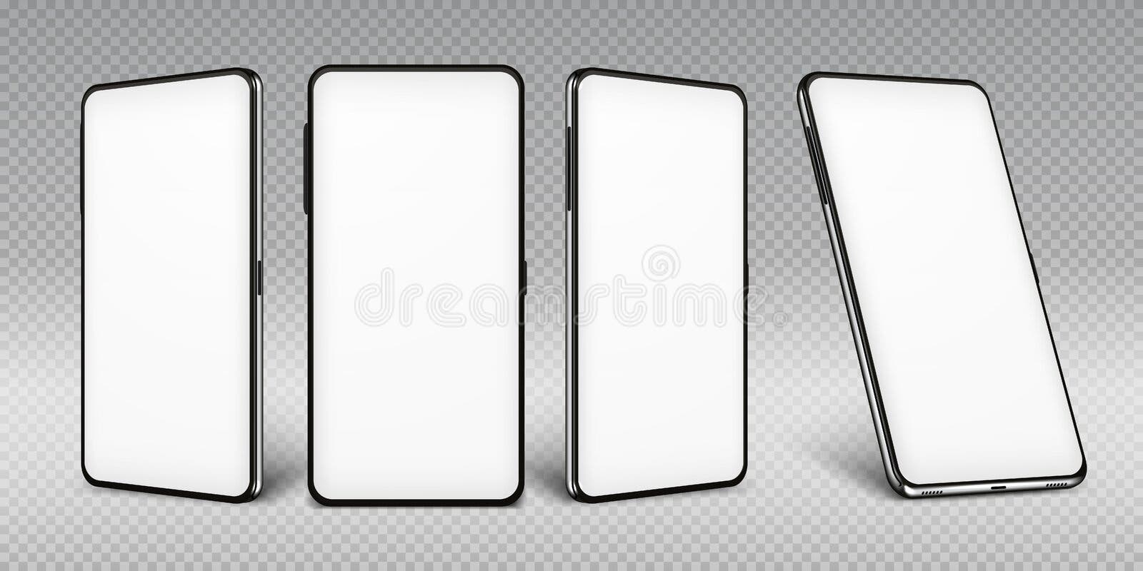 Realistyczny smartphone mockup Telefon komórkowy rama z pustego pokazu odizolowywającymi szablonami, dzwoni różnych widoki Wektor Realistyczny smartphone mockup Telefon komórkowy rama z pustego pokazu odizolowywającymi szablonami, dzwoni różnych widoki Wektor