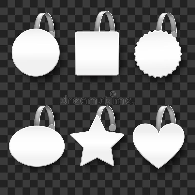 Realistyczny Szczegółowy 3d Wobbler szablonu Mockup Biały Pusty set wektor royalty ilustracja Realistyczny Szczegółowy 3d Wobbler szablonu Mockup Biały Pusty set wektor royalty ilustracja