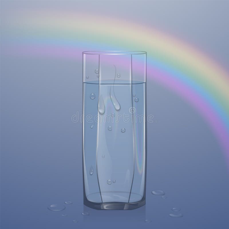 Realistyczny szkło wypełniający z wodą na lekkim tle, jasny szkło z wodnymi kropelkami, wektorowa ilustracja ilustracja wektor Realistyczny szkło wypełniający z wodą na lekkim tle, jasny szkło z wodnymi kropelkami, wektorowa ilustracja ilustracja wektor