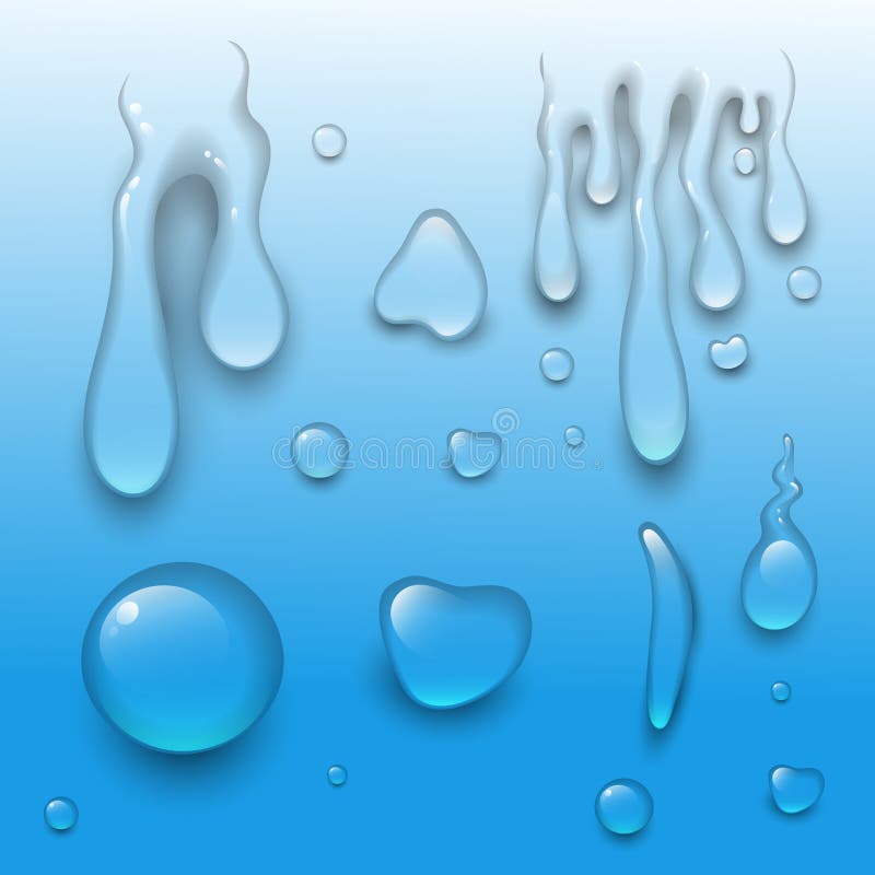 Realistyczny wodny pluśnięcie opuszcza ciekłą raindrop 3d realistyczną falową błękitną ilustrację royalty ilustracja Realistyczny wodny pluśnięcie opuszcza ciekłą raindrop 3d realistyczną falową błękitną ilustrację royalty ilustracja