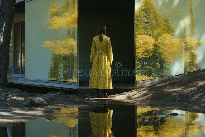 Distorsionat de realitate : o călătorie surreală prin oglinzi și reflecții vector illustration