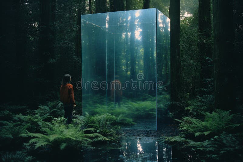 Distorsionat de realitate : o călătorie surreală prin oglinzi și reflecții stock illustration