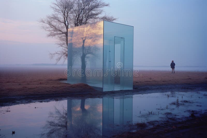 Distorsionat de realitate : o călătorie surreală prin oglinzi și reflecții vector illustration