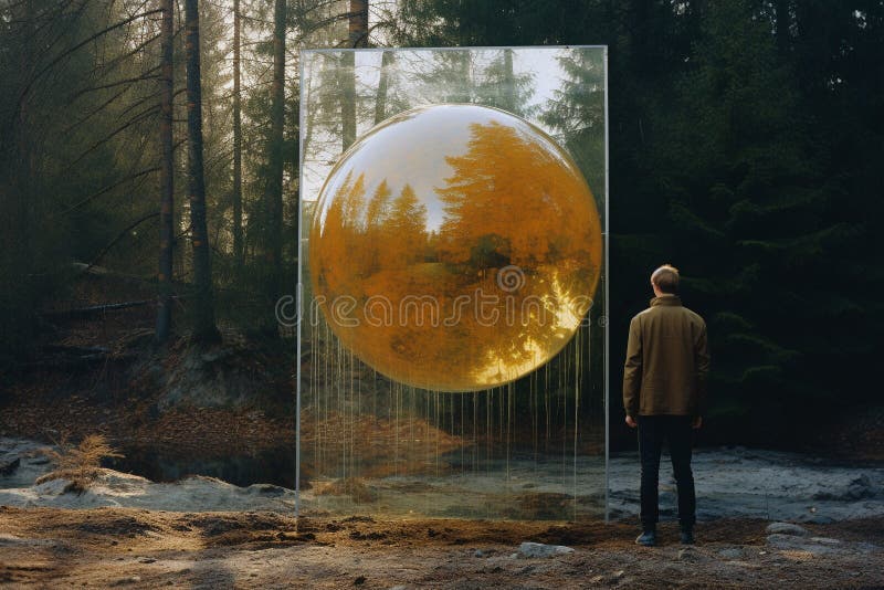 Distorsionat de realitate : o călătorie surreală prin oglinzi și reflecții vector illustration