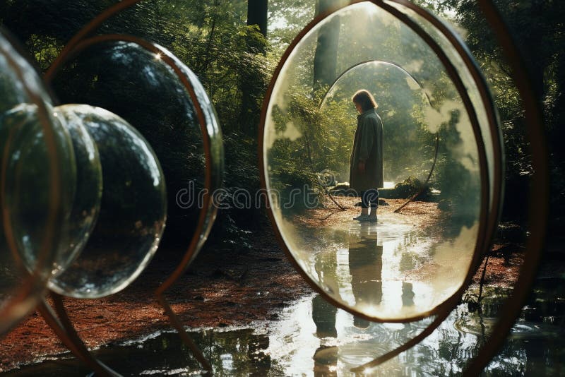Distorsionat de realitate : o călătorie surreală prin oglinzi și reflecții royalty free illustration