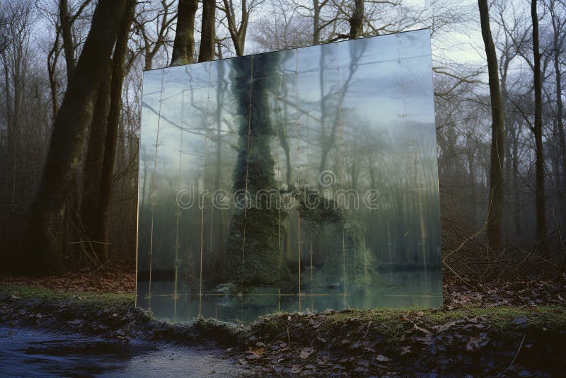 Distorsionat de realitate : o călătorie surreală prin oglinzi și reflecții vector illustration