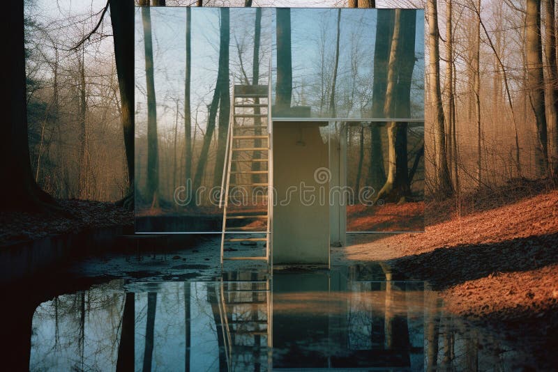 Distorsionat de realitate : o călătorie surreală prin oglinzi și reflecții stock illustration