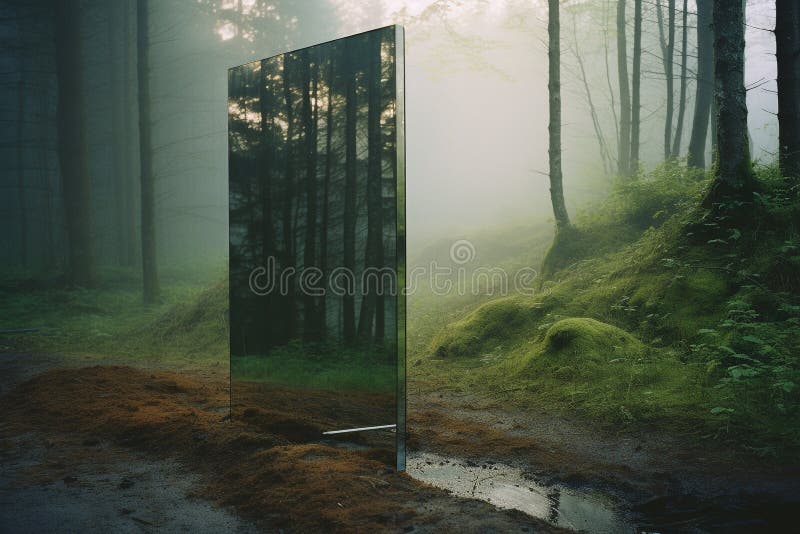 Distorsionat de realitate : o călătorie surreală prin oglinzi și reflecții stock illustration