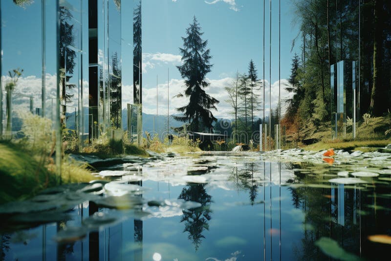 Distorsionat de realitate : o călătorie surreală prin oglinzi și reflecții stock illustration
