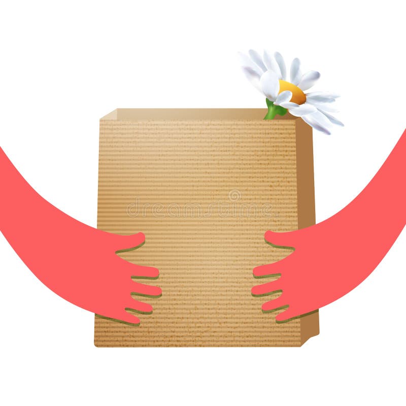 Realizar de papel do pacote do ofício nas mãos ilustração royalty free Realizar de papel do pacote do ofício nas mãos ilustração royalty free