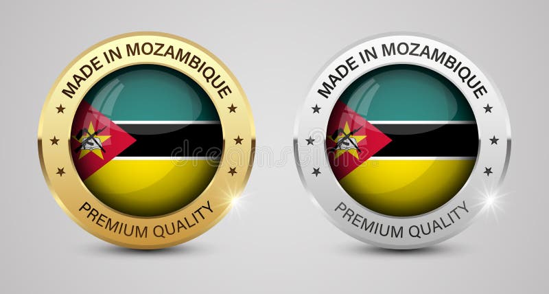 Realizzato in mozambico con grafica ed etichette impostate illustrazione di stock